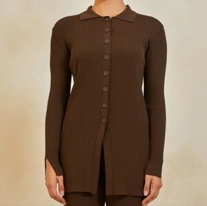 Asma Lite Rib Button Up Top - Java